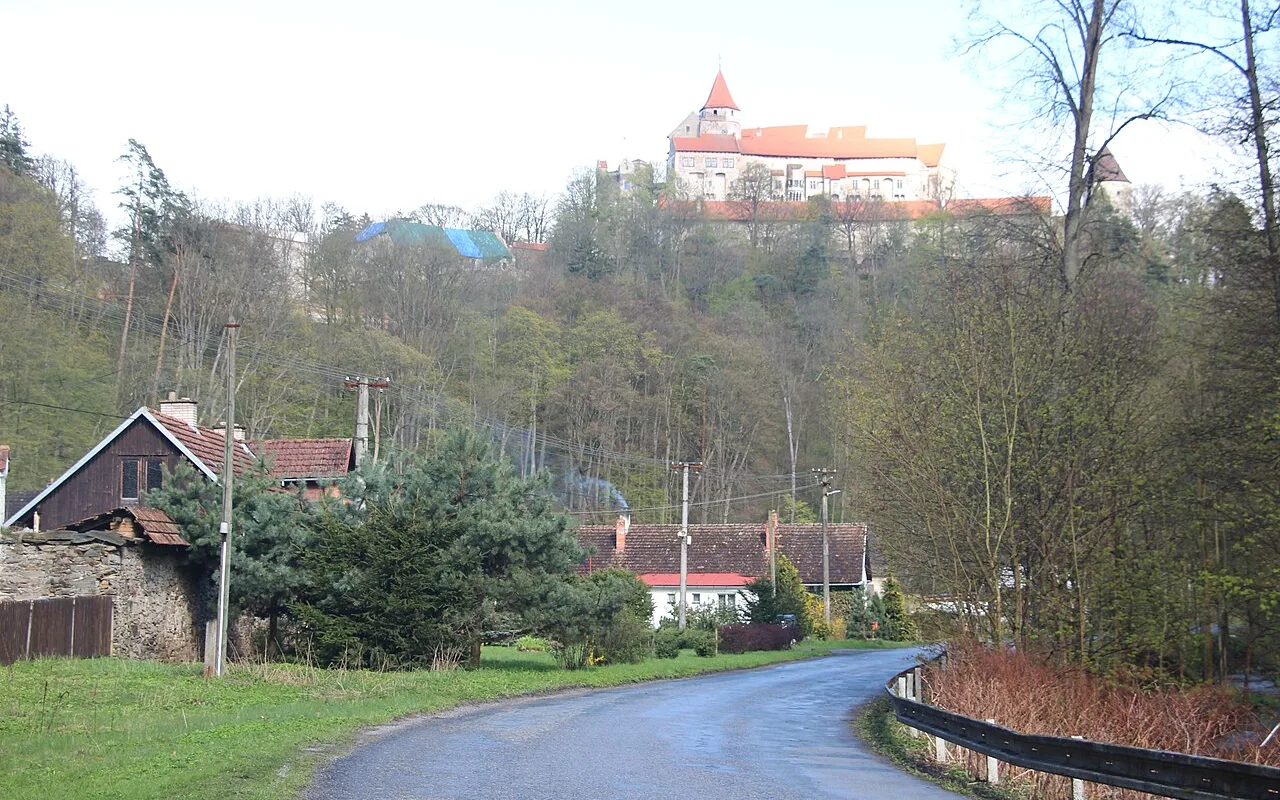 The forested Svratka valley below Pernštejn Castle near Nedvědice